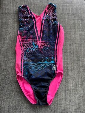 Simone Biles GK leotard Pink & Blue Geo Print